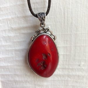 Lucky Brand - Red Rock Necklace with Leather Cord